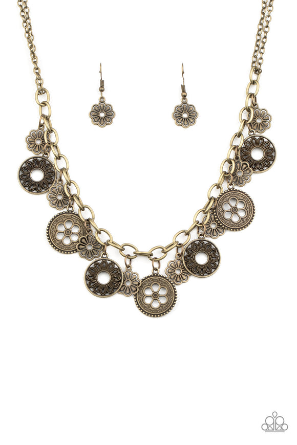 Meadow Masquerade Brass Necklace